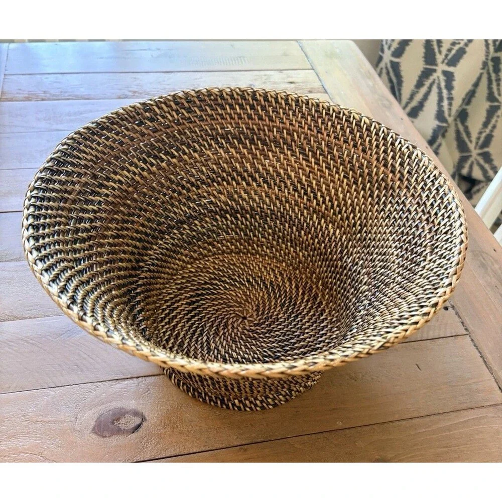 Tommy Bahama Handcrafted Woven Rattan Basket New With Tags